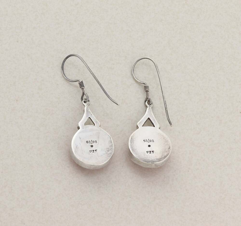 Sterling Silver Sajen Cinnabar Chinese Long Life Earrings Dangle 2 " x 5/8" in - Picture 7 of 8